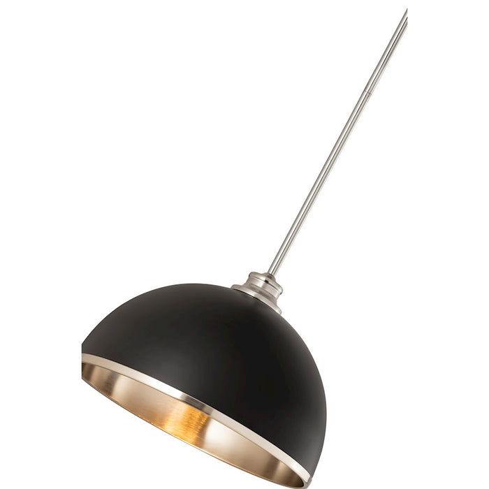 Z-Lite Landry 1 Light 14" Pendant, Matte Black/Brushed Nickel