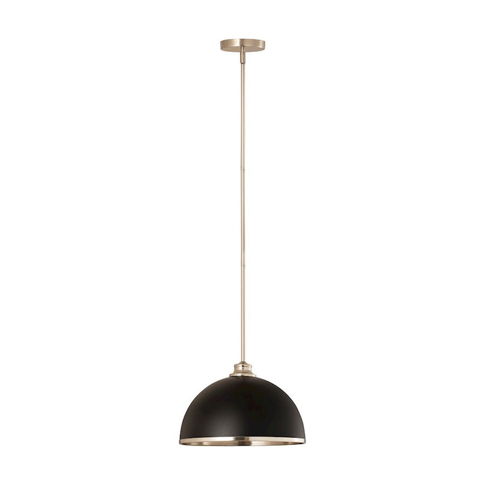 Z-Lite Landry 1 Light 14" Pendant, Matte Black/Brushed Nickel