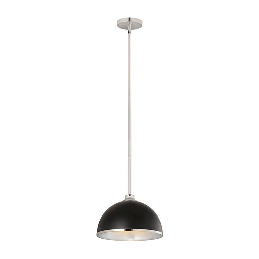 Z-Lite Landry 1 Light 14" Pendant, Matte Black/Chrome