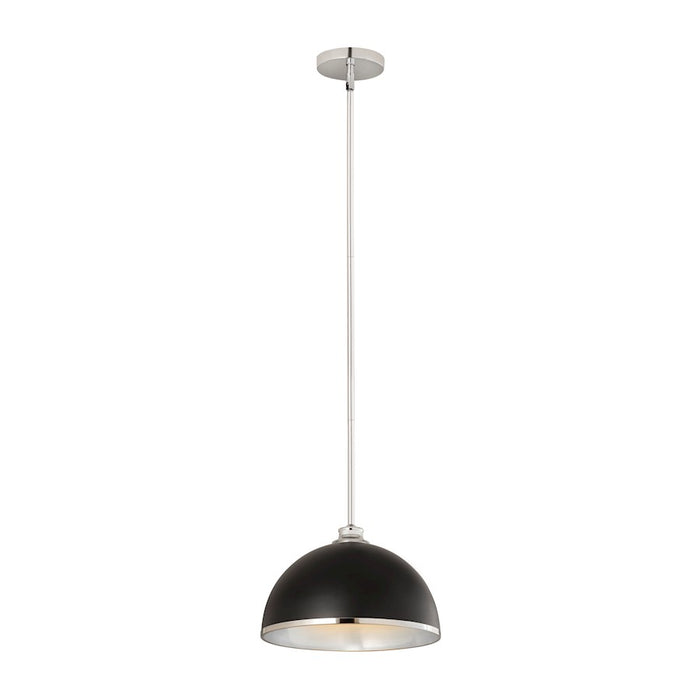 Z-Lite Landry 1 Light 14" Pendant, Matte Black/Chrome