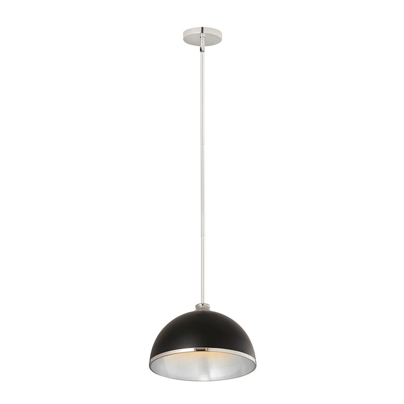 Z-Lite Landry 1 Light 14" Pendant, Matte Black/Chrome