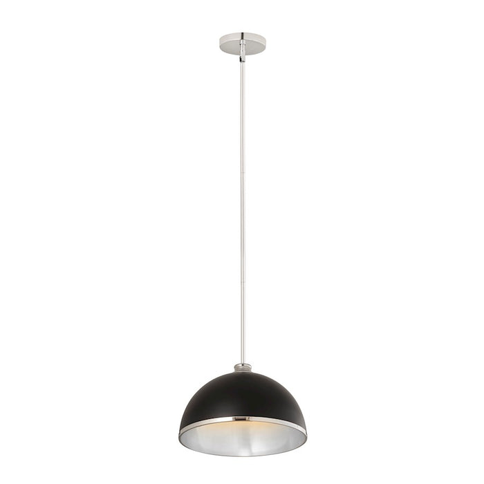 Z-Lite Landry 1 Light 14" Pendant, Matte Black/Chrome