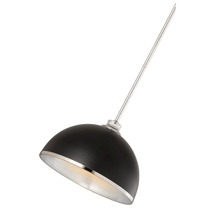 Z-Lite Landry 1 Light 14" Pendant, Matte Black/Chrome