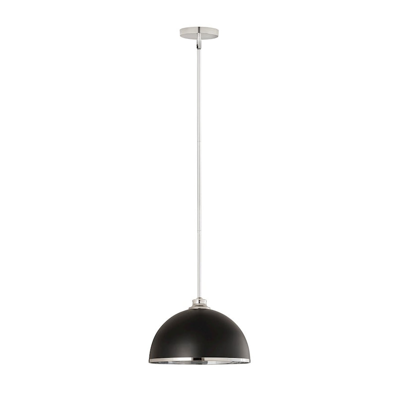 Z-Lite Landry 1 Light 14" Pendant, Matte Black/Chrome