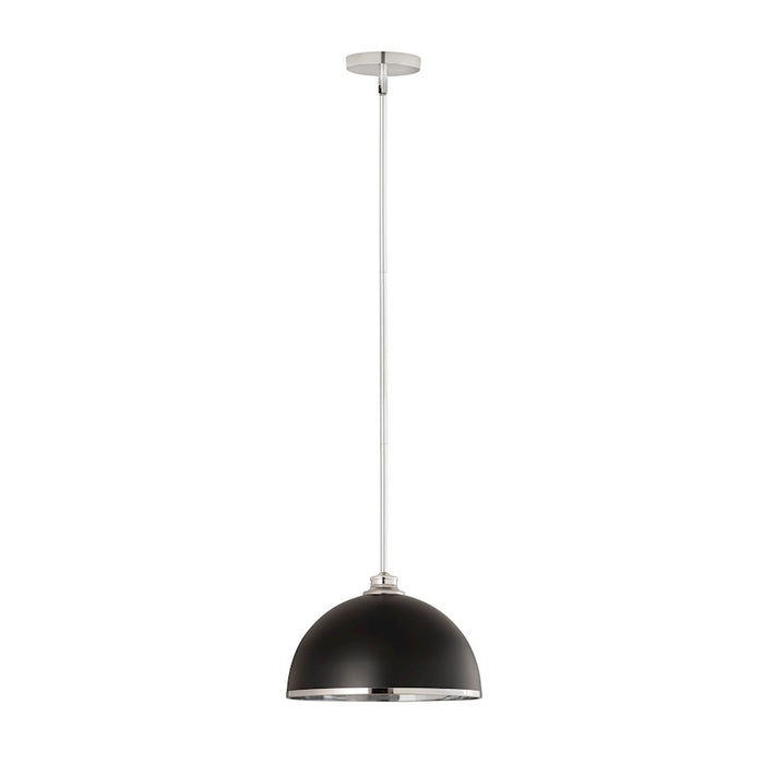 Z-Lite Landry 1 Light 14" Pendant, Matte Black/Chrome