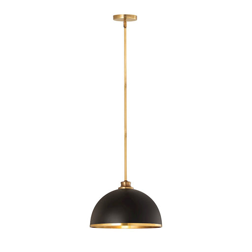 Z-Lite Landry 1 Light 14" Pendant, Matte Black/Rubbed Brass - 1004P14-MB-RB