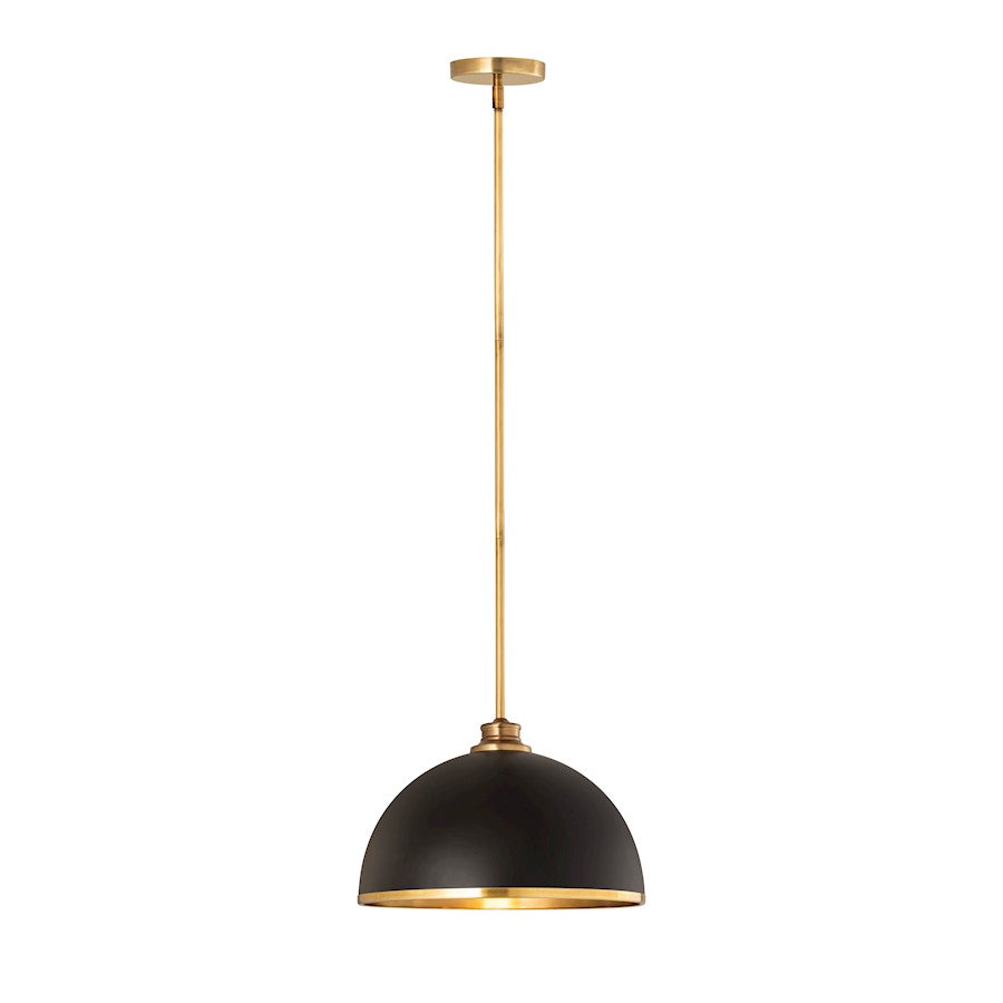 Z-Lite Landry 1 Light 14" Pendant, Matte Black/Rubbed Brass - 1004P14-MB-RB