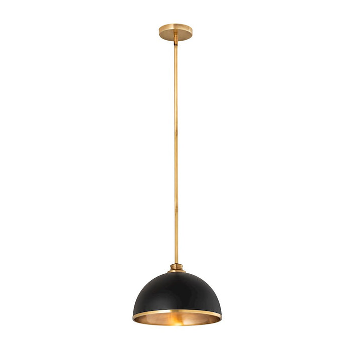 Z-Lite Landry 1 Light 14" Pendant, Matte Black/Rubbed Brass