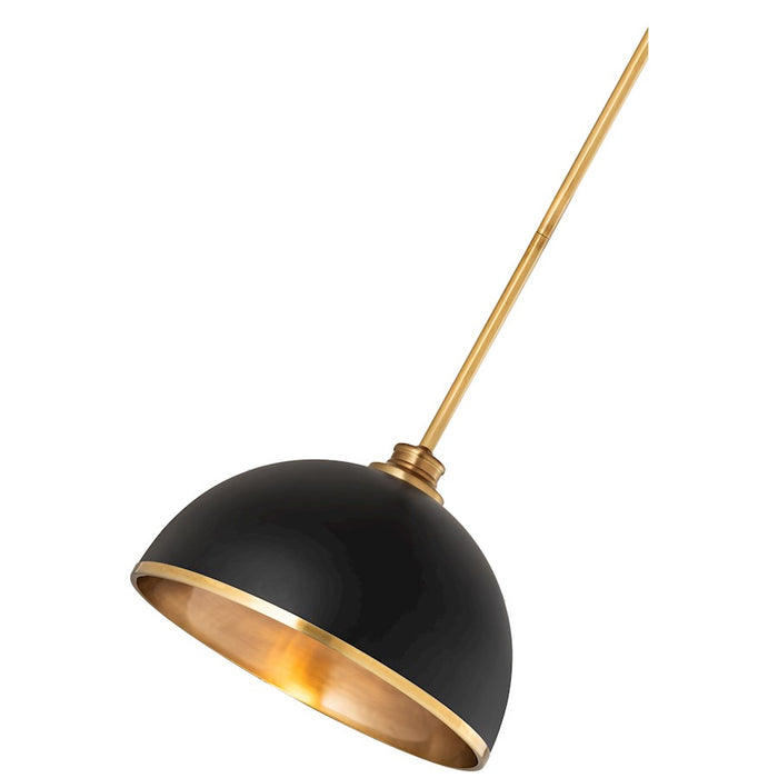 Z-Lite Landry 1 Light 14" Pendant, Matte Black/Rubbed Brass