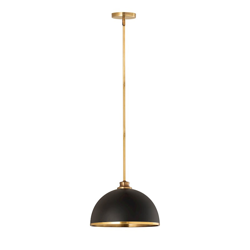 Z-Lite Landry 1 Light 14" Pendant, Matte Black/Rubbed Brass