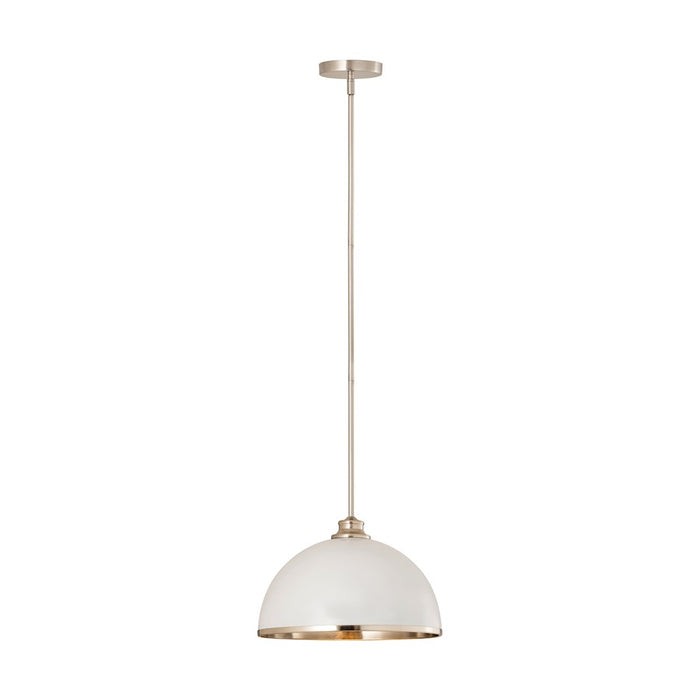 Z-Lite Landry 1 Light 14" Pendant, Matte White/Brushed Nickel - 1004P14-MW-BN