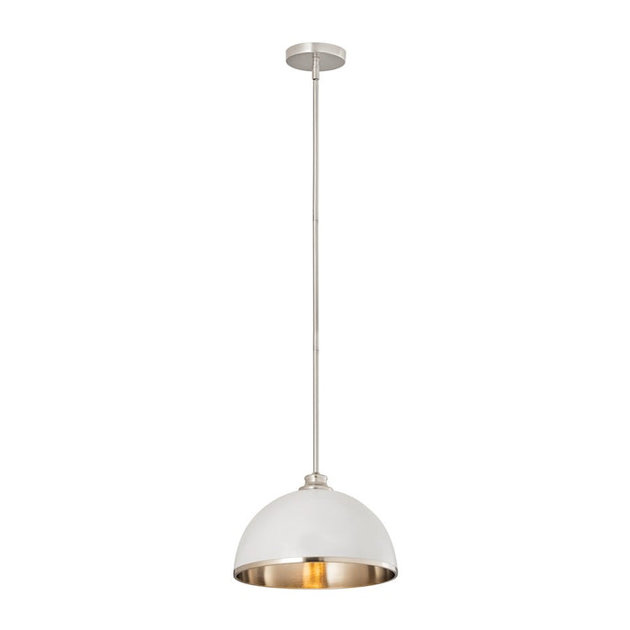 Z-Lite Landry 1 Light 14" Pendant, Matte White/Brushed Nickel