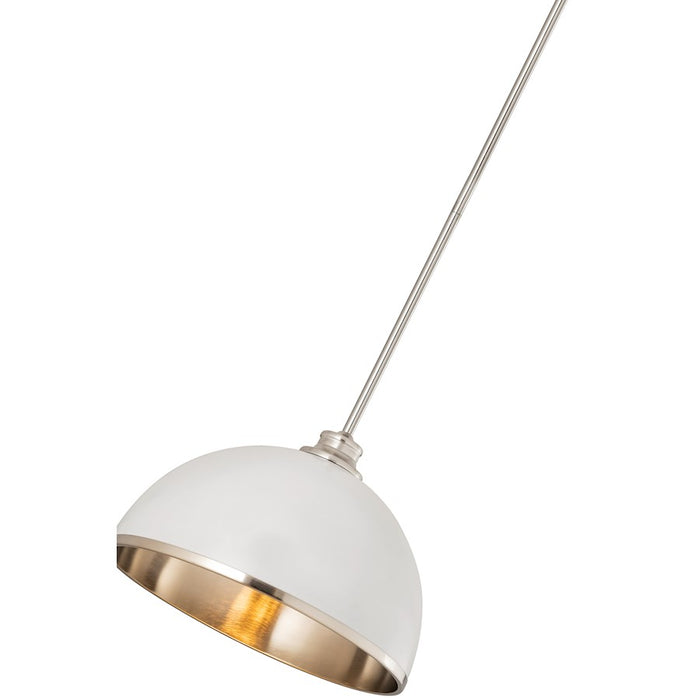 Z-Lite Landry 1 Light 14" Pendant, Matte White/Brushed Nickel