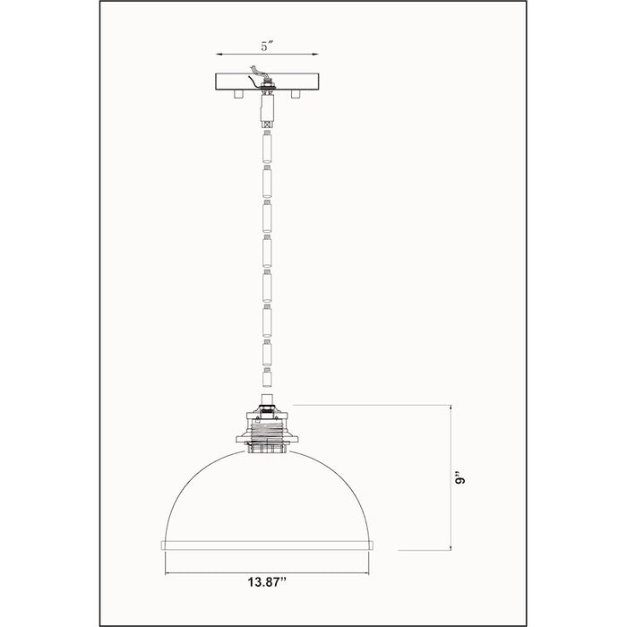 Z-Lite Landry 1 Light 14" Pendant, Matte White/Brushed Nickel