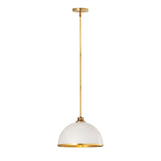 Z-Lite Landry 1 Light 14" Pendant, Matte White/Rubbed Brass - 1004P14-MW-RB