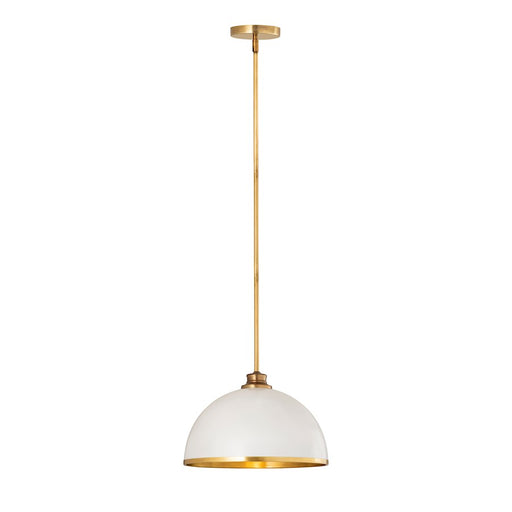 Z-Lite Landry 1 Light 14" Pendant, Matte White/Rubbed Brass - 1004P14-MW-RB