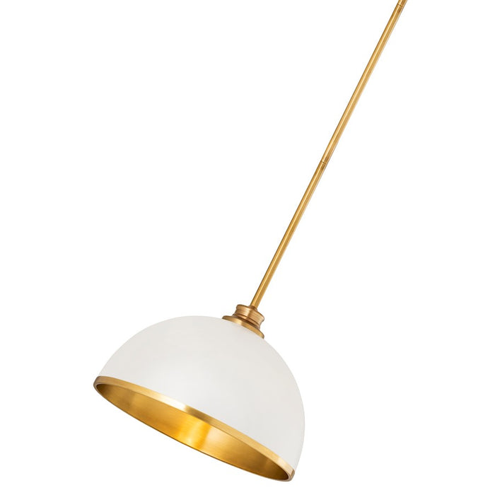 Z-Lite Landry 1 Light 14" Pendant, Matte White/Rubbed Brass