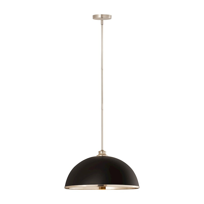 Z-Lite Landry 1 Light 20" Pendant, Matte Black/Brushed Nickel - 1004P20-MB-BN