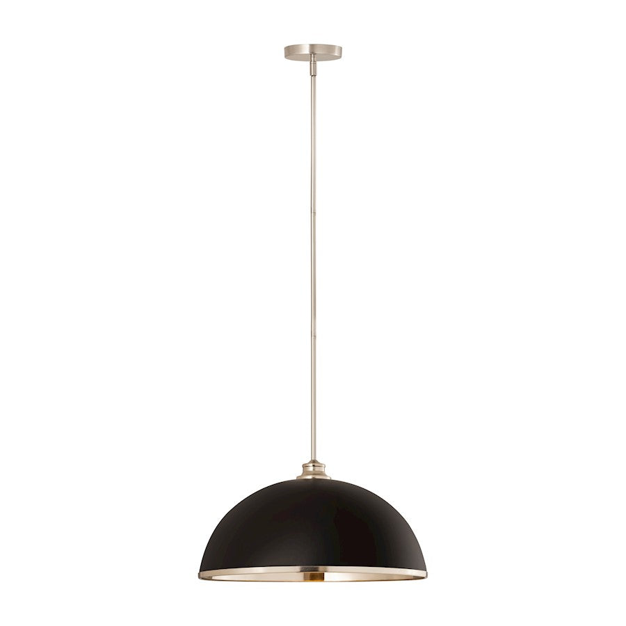 Z-Lite Landry 1 Light 20" Pendant, Matte Black/Brushed Nickel - 1004P20-MB-BN