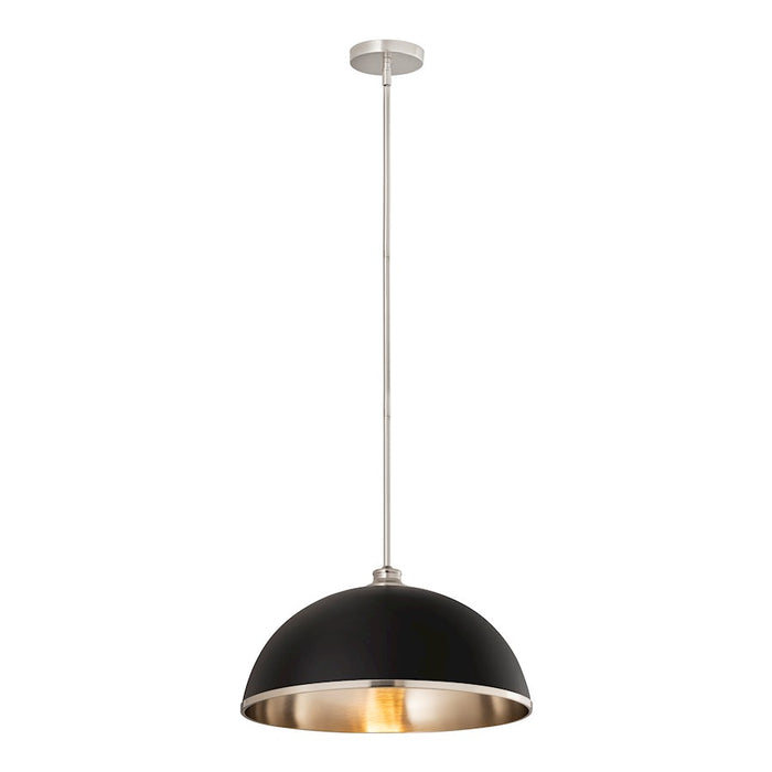 Z-Lite Landry 1 Light 20" Pendant, Matte Black/Brushed Nickel