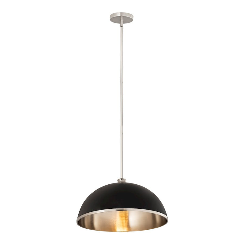Z-Lite Landry 1 Light 20" Pendant, Matte Black/Brushed Nickel