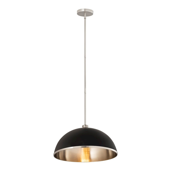 Z-Lite Landry 1 Light 20" Pendant, Matte Black/Brushed Nickel