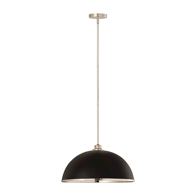 Z-Lite Landry 1 Light 20" Pendant, Matte Black/Brushed Nickel