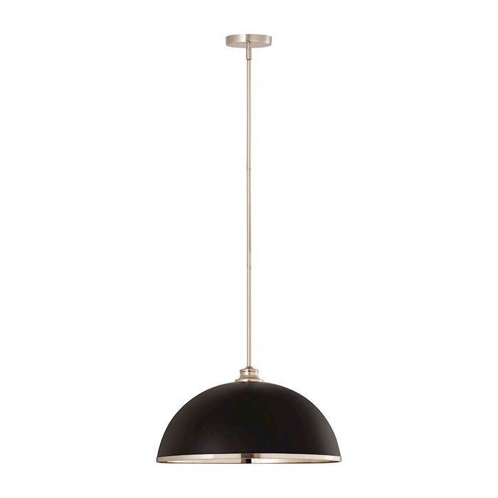 Z-Lite Landry 1 Light 20" Pendant, Matte Black/Brushed Nickel