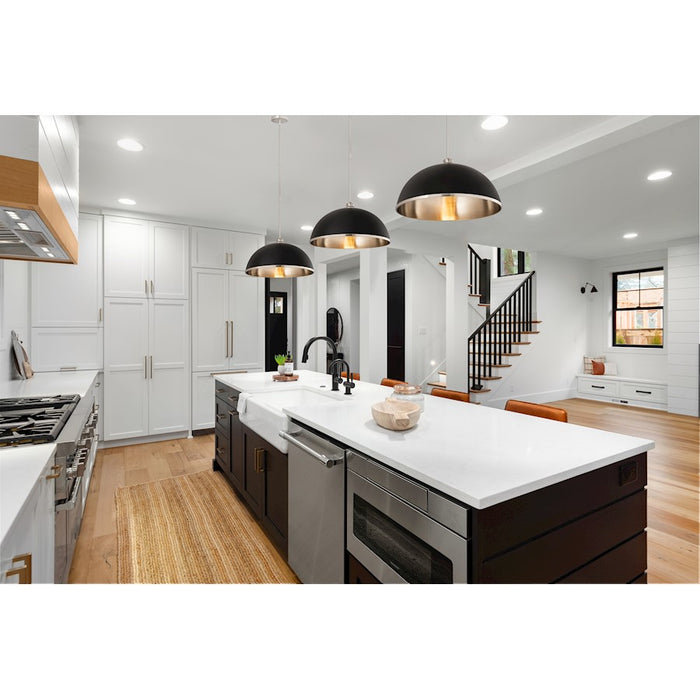 Z-Lite Landry 1 Light 20" Pendant, Matte Black/Brushed Nickel
