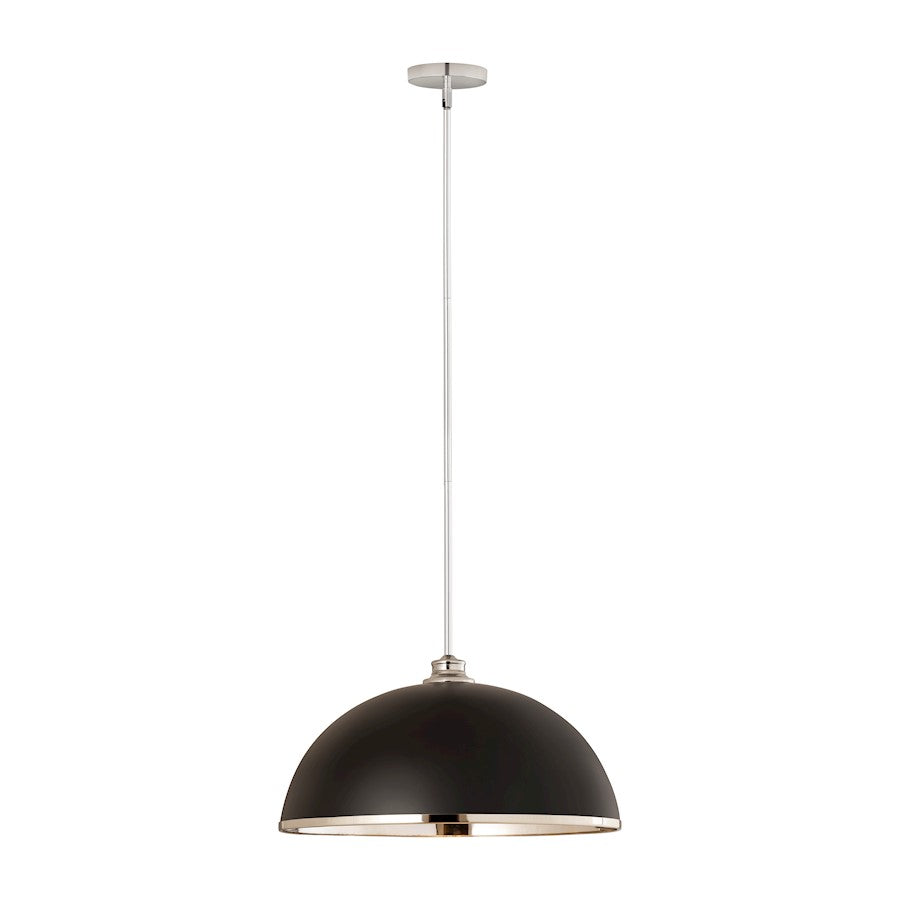 Z-Lite Landry 1 Light 20" Pendant, Matte Black/Chrome - 1004P20-MB-CH