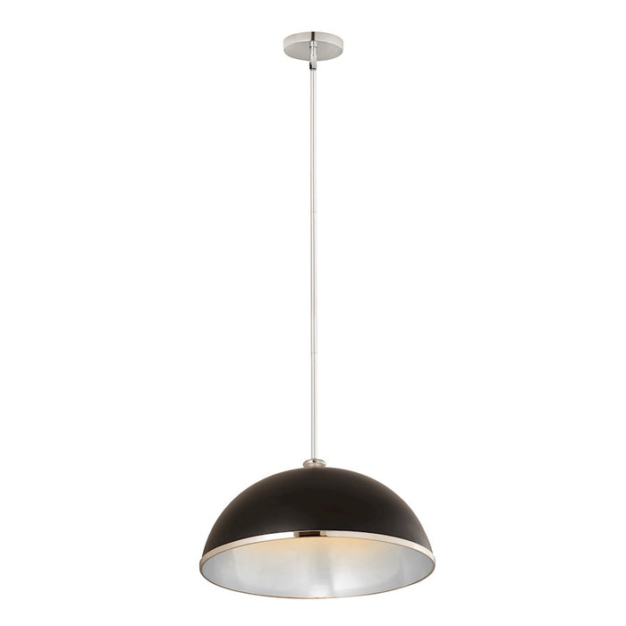 Z-Lite Landry 1 Light 20" Pendant, Matte Black/Chrome