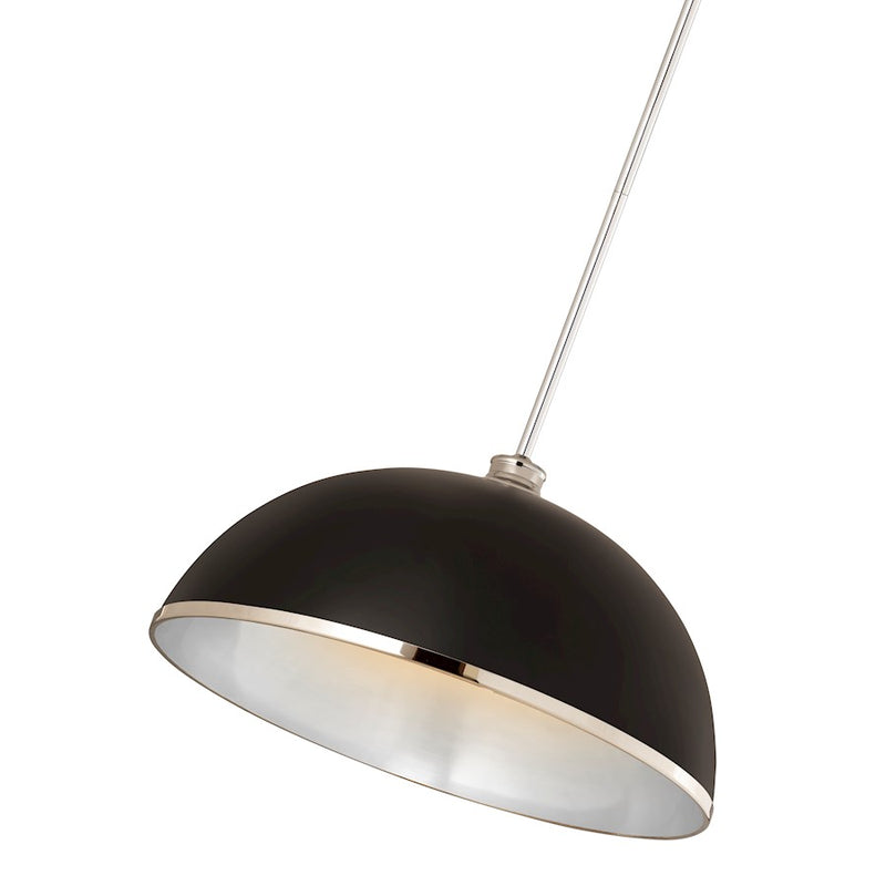 Z-Lite Landry 1 Light 20" Pendant, Matte Black/Chrome