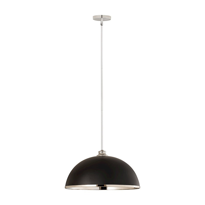Z-Lite Landry 1 Light 20" Pendant, Matte Black/Chrome