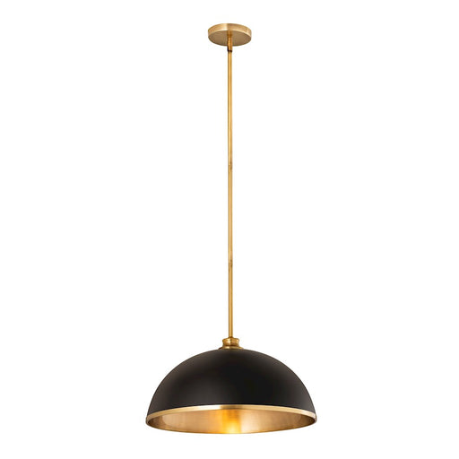 Z-Lite Landry 1 Light 20" Pendant, Matte Black/Rubbed Brass