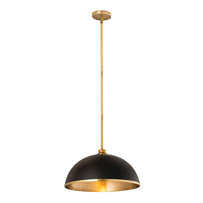 Z-Lite Landry 1 Light 20" Pendant, Matte Black/Rubbed Brass