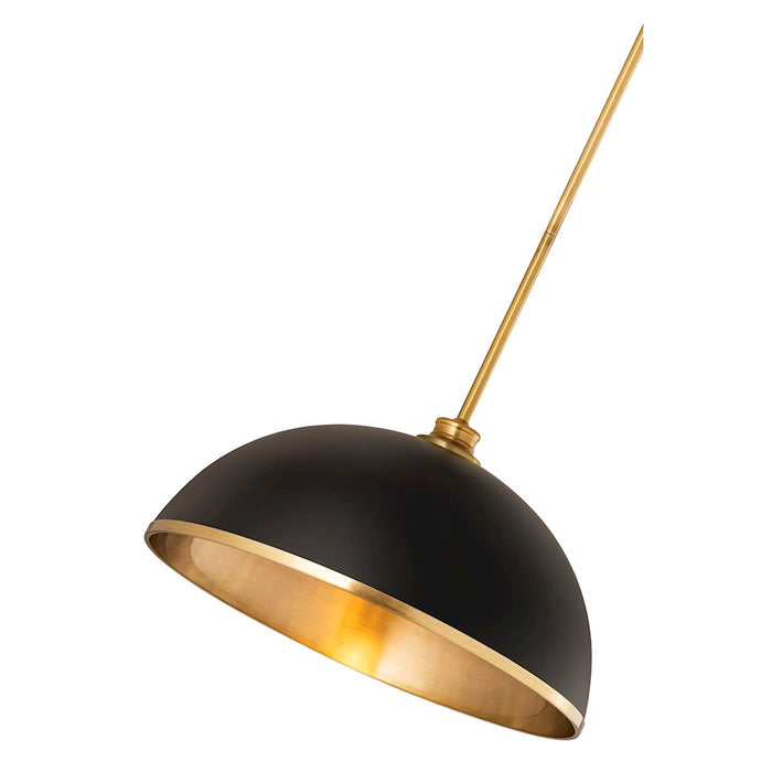 Z-Lite Landry 1 Light 20" Pendant, Matte Black/Rubbed Brass
