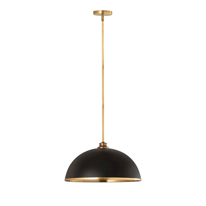 Z-Lite Landry 1 Light 20" Pendant, Matte Black/Rubbed Brass