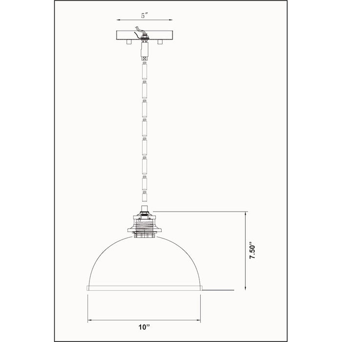 Z-Lite Landry 1 Light 20" Pendant, Matte Black/Rubbed Brass