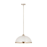 Z-Lite Landry 1 Light 20" Pendant, Matte White/Brushed Nickel - 1004P20-MW-BN
