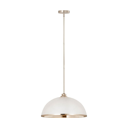 Z-Lite Landry 1 Light 20" Pendant, Matte White/Brushed Nickel - 1004P20-MW-BN