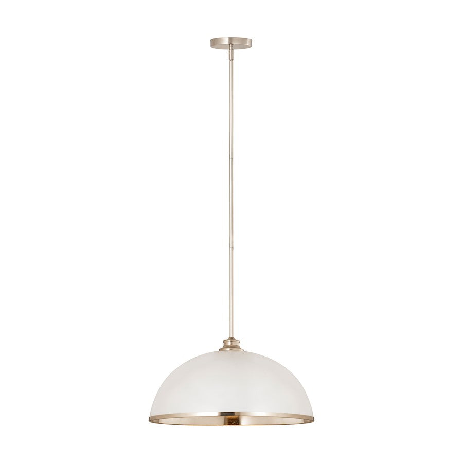Z-Lite Landry 1 Light 20" Pendant, Matte White/Brushed Nickel - 1004P20-MW-BN