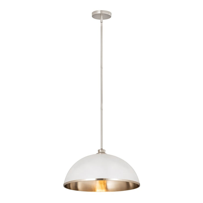 Z-Lite Landry 1 Light 20" Pendant, Matte White/Brushed Nickel