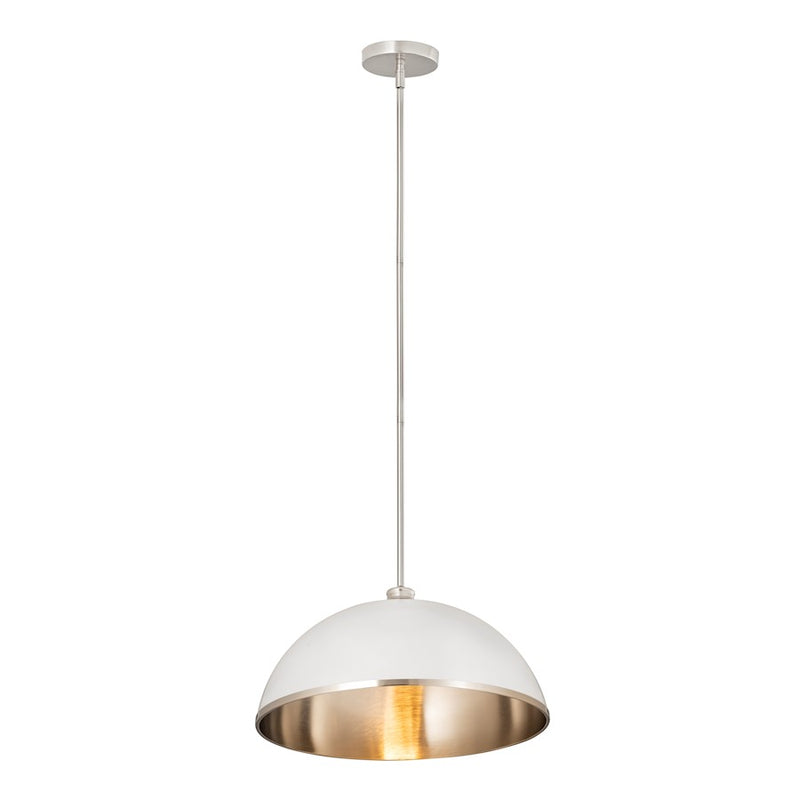 Z-Lite Landry 1 Light 20" Pendant, Matte White/Brushed Nickel