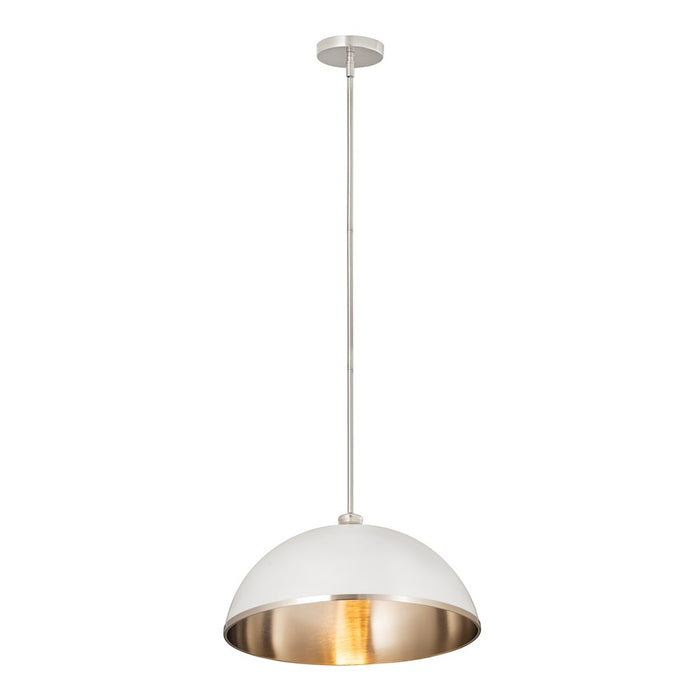 Z-Lite Landry 1 Light 20" Pendant, Matte White/Brushed Nickel