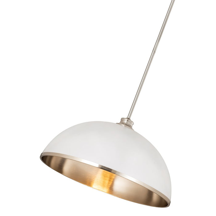 Z-Lite Landry 1 Light 20" Pendant, Matte White/Brushed Nickel