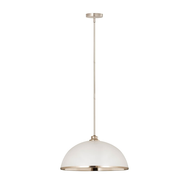Z-Lite Landry 1 Light 20" Pendant, Matte White/Brushed Nickel