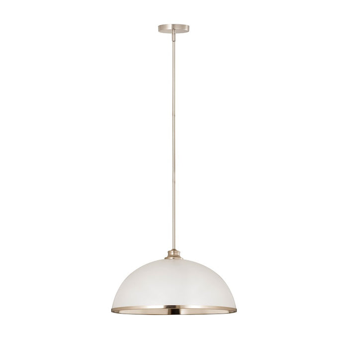 Z-Lite Landry 1 Light 20" Pendant, Matte White/Brushed Nickel