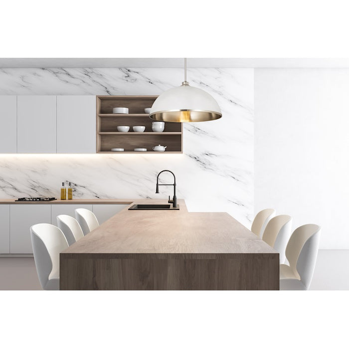 Z-Lite Landry 1 Light 20" Pendant, Matte White/Brushed Nickel
