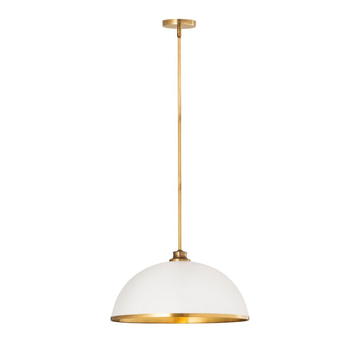 Z-Lite Landry 1 Light 20" Pendant, Matte White/Rubbed Brass - 1004P20-MW-RB