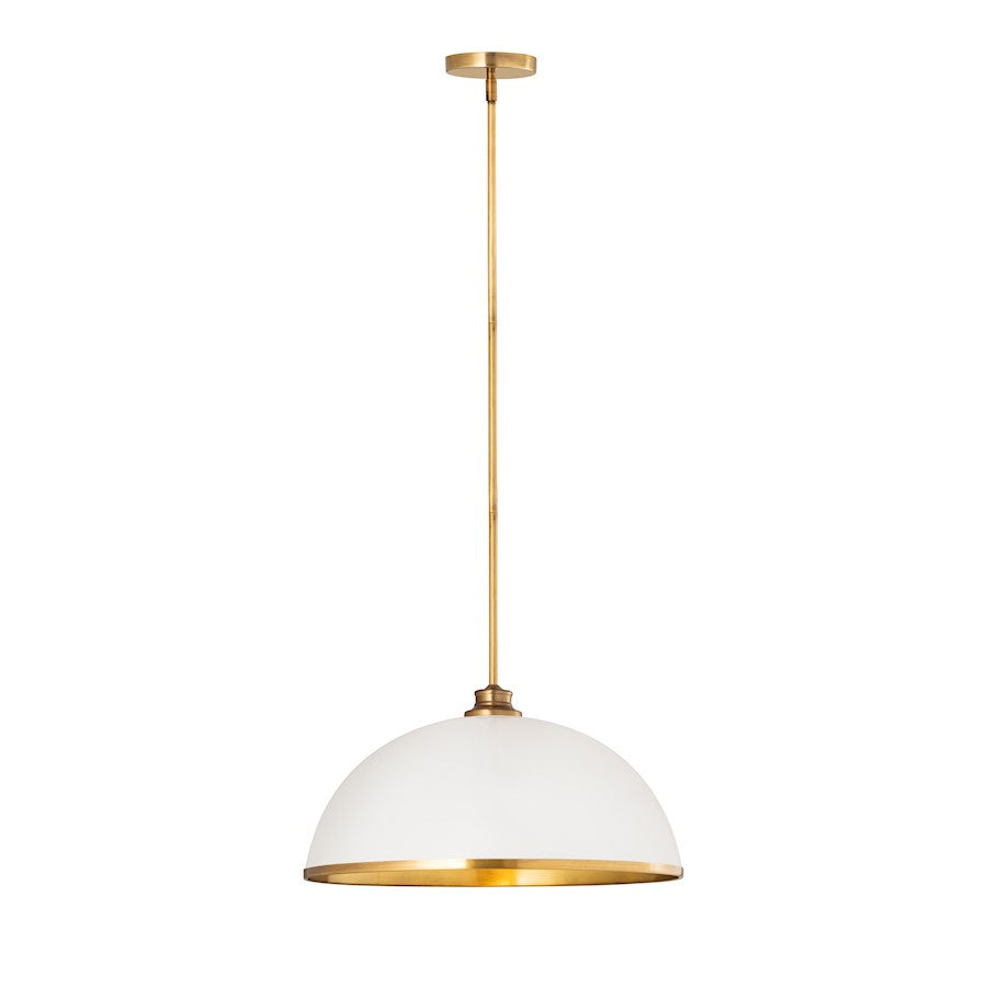 Z-Lite Landry 1 Light 20" Pendant, Matte White/Rubbed Brass - 1004P20-MW-RB